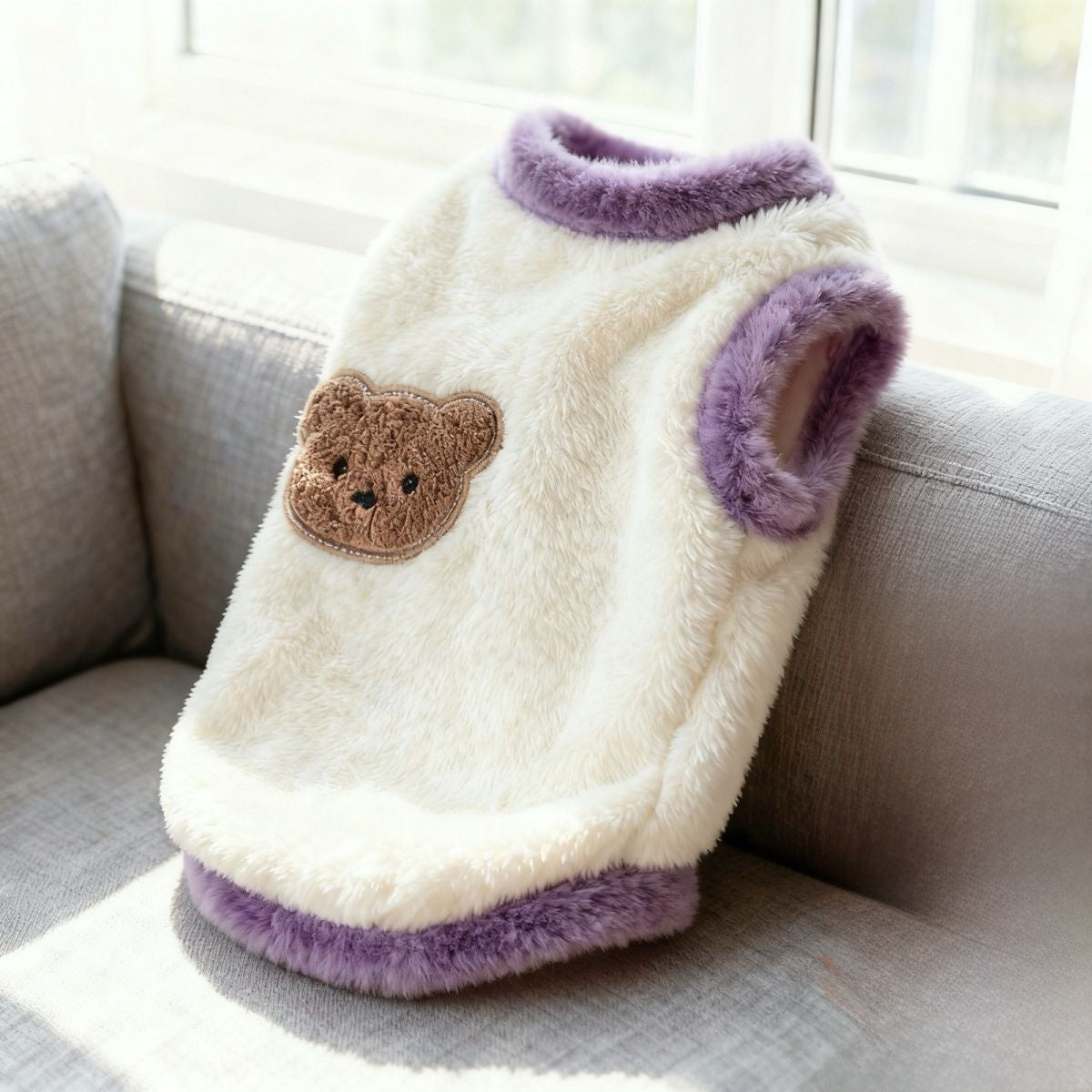 Thick plush embroidered pet vest for dogs and cats, available in 4 colours, image 2