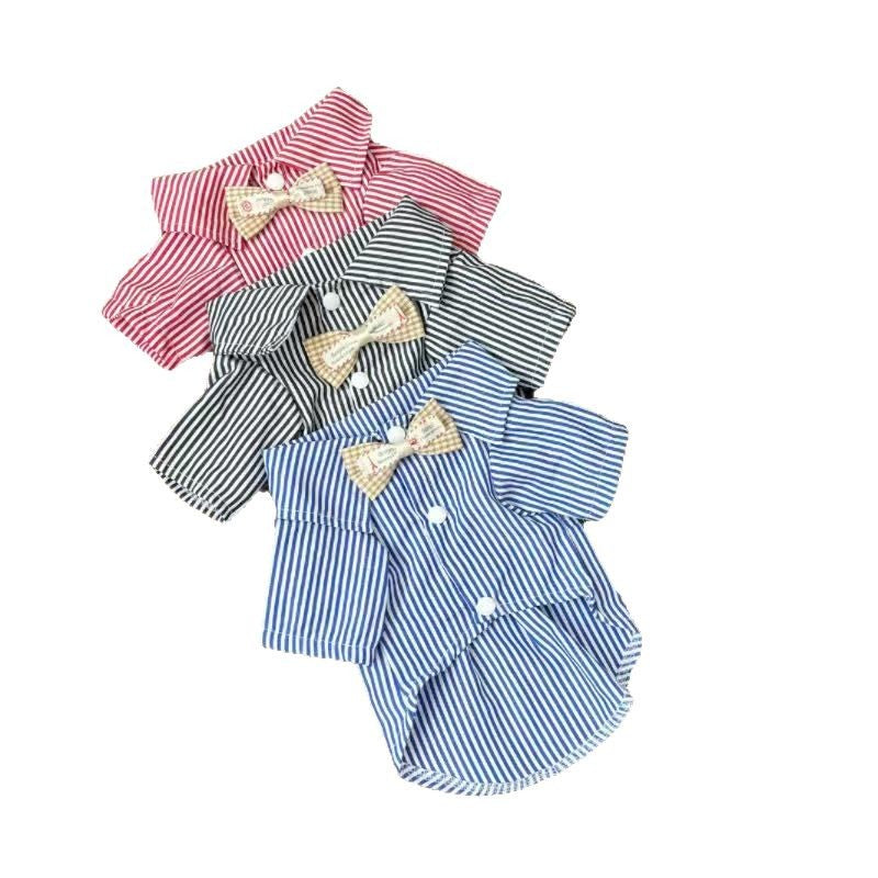 Striped polo collar dog shirt in summer polyester fabric, product image 5