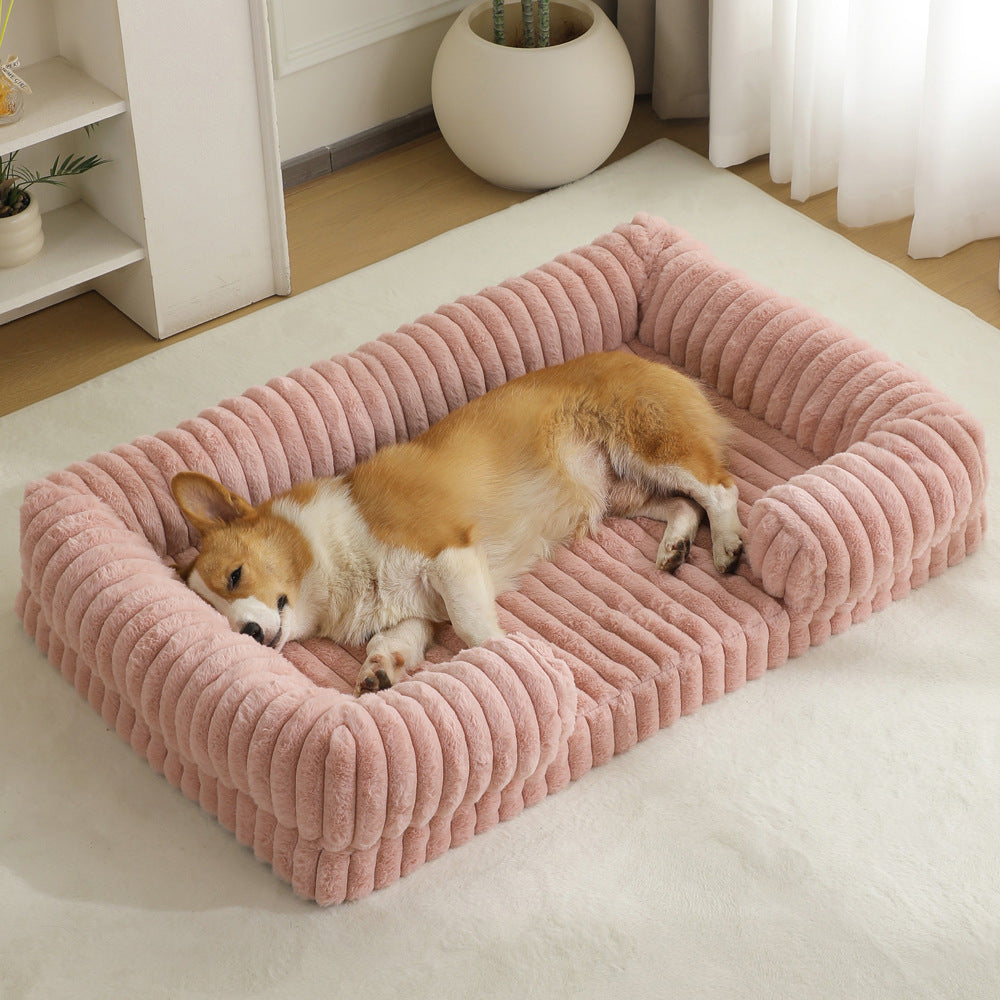 Warm PP cotton pet bed in apricot for dogs and cats