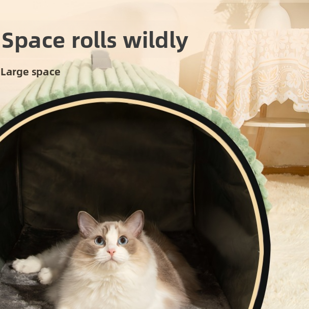 Grey enclosed pet house tent with door curtain, view 4