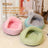 Plaid shell shaped semi enclosed cat bed with plush lining, view 2