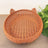 Brown rattan woven pet bed with blue cushion for cats, view 18