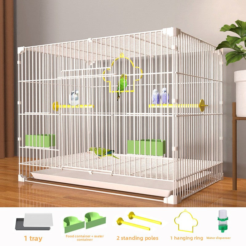 Iron bird cage for budgies and cockatiels in black or white, view 6