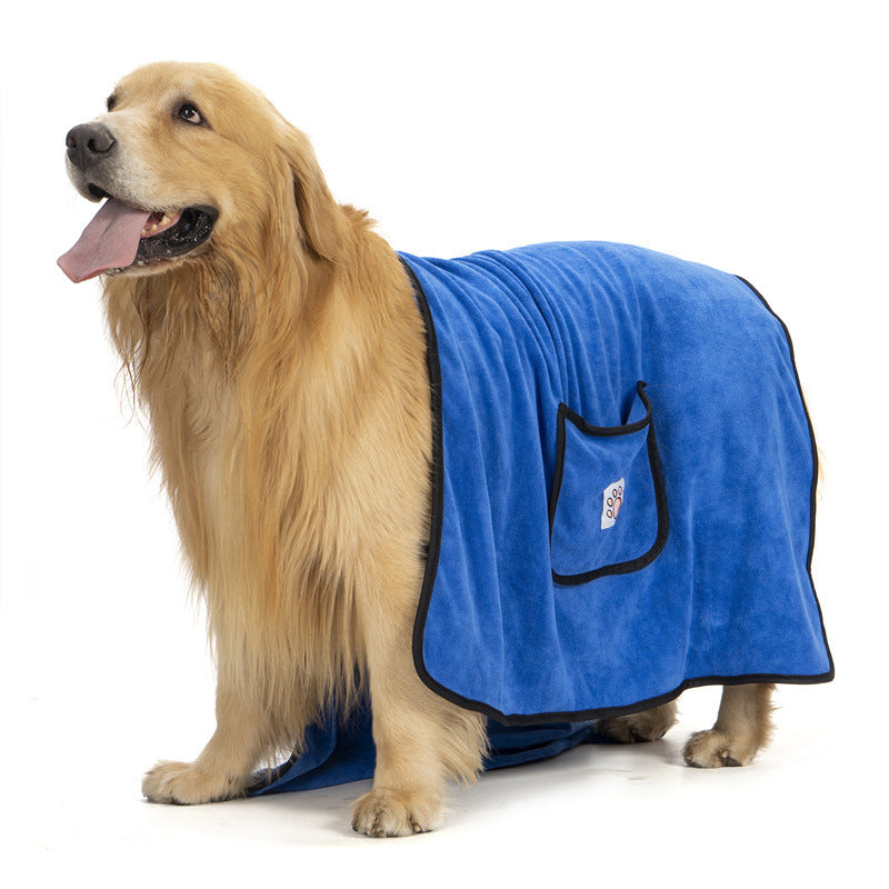 Microfibre pet bath towel with pocket gloves in Warm Orange, material detail