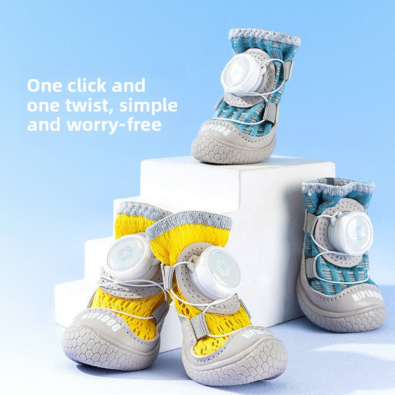 Breathable mesh dog shoes with anti-slip sole in Bondi Blue Pair, front view