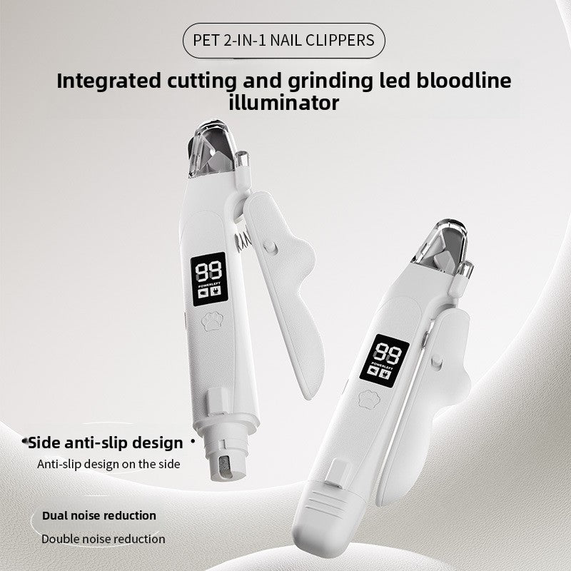 2-in-1 Electric Dog Nail Clipper and Grinder, Quiet Claw Trimmer