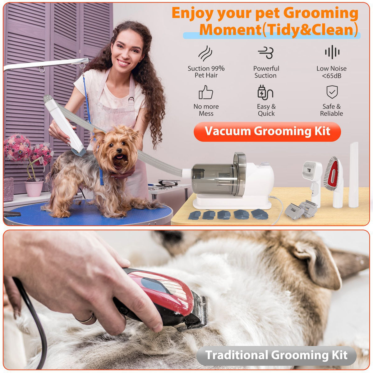 Multi-Functional Dog Grooming Brush with Vacuum Function