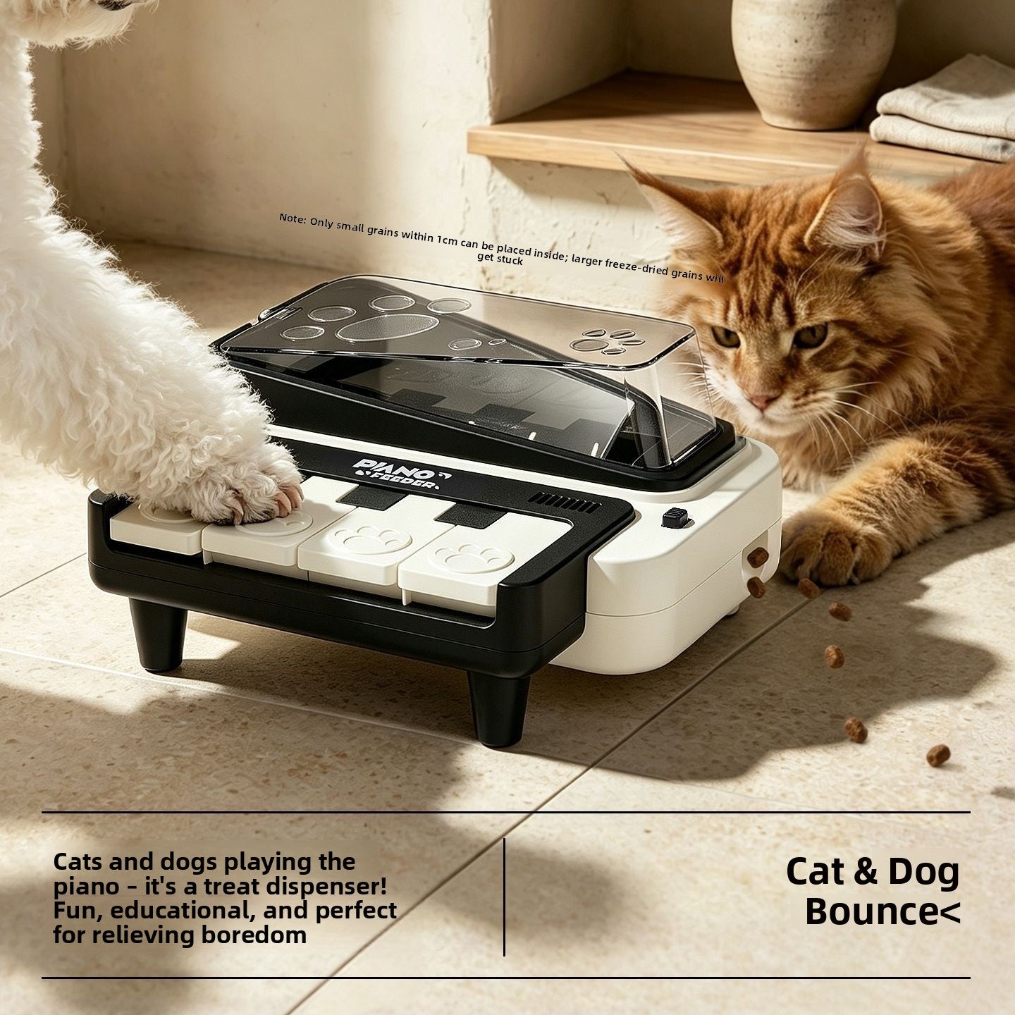 Interactive Piano Pet Feeding Toy in Stainless Steel for Cats and Medium Dogs