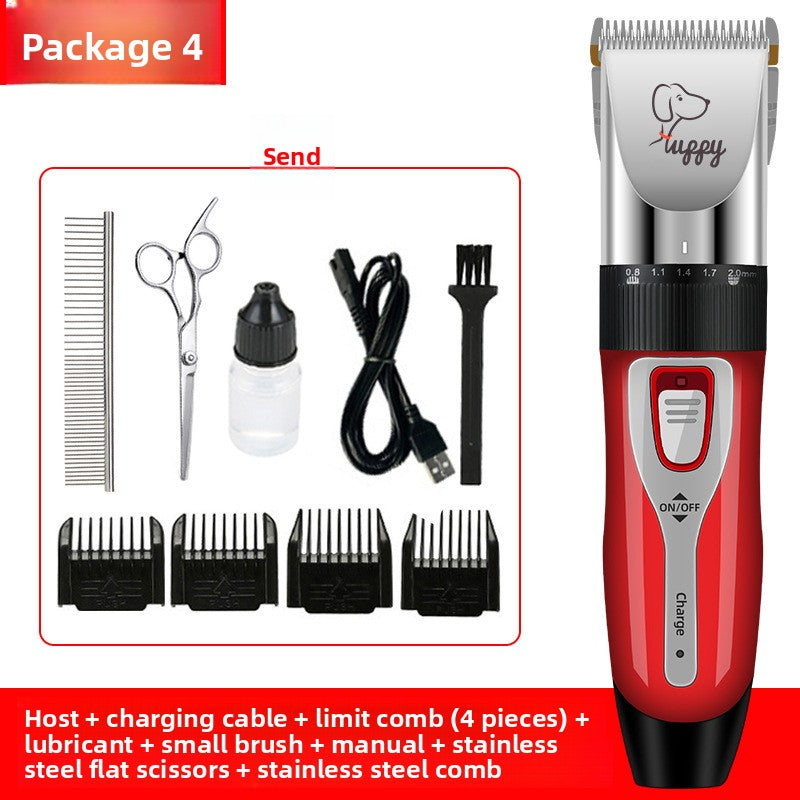 USB Rechargeable Pet Hair Clipper with Ceramic Blade and Attachments