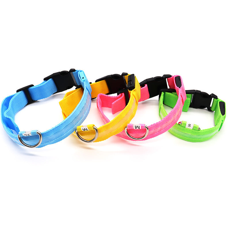 Light up pet collar with breakaway clasp glowing at night, product image 4