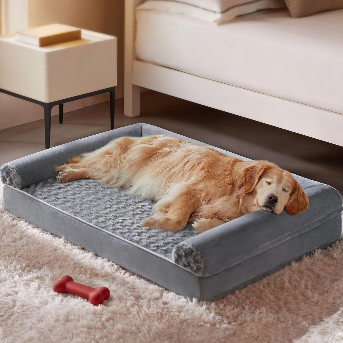 Orthopaedic dog bed with bolsters