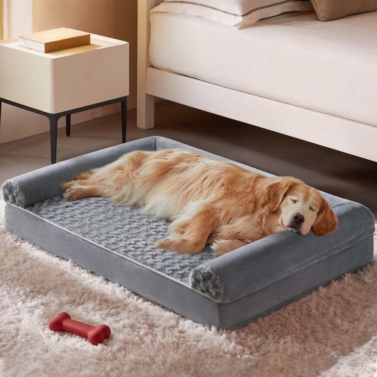 Orthopaedic dog bed with bolsters