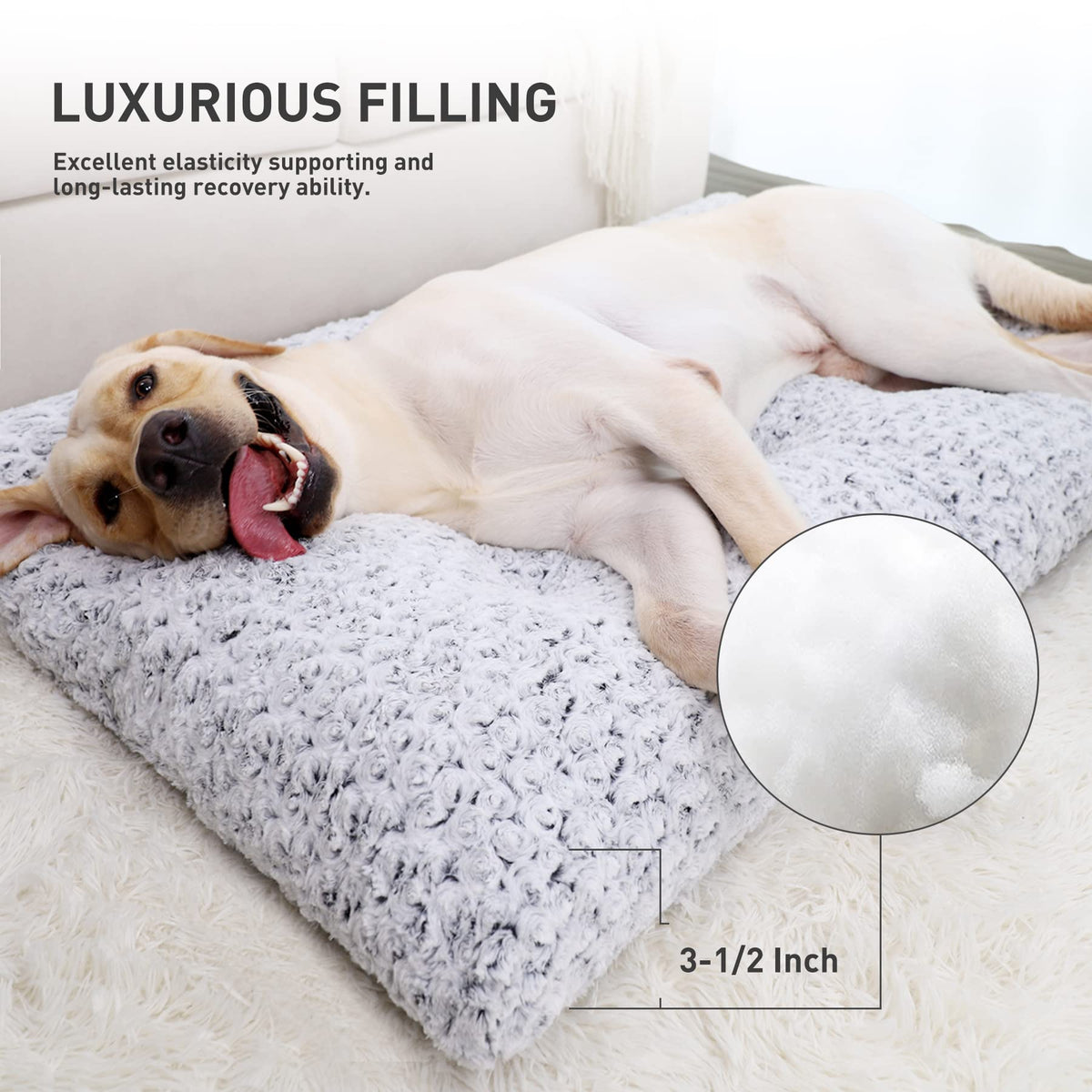 Washable Plush Dog Crate Bed for Medium Dogs, Soft Pet Mat 89 x 58 cm