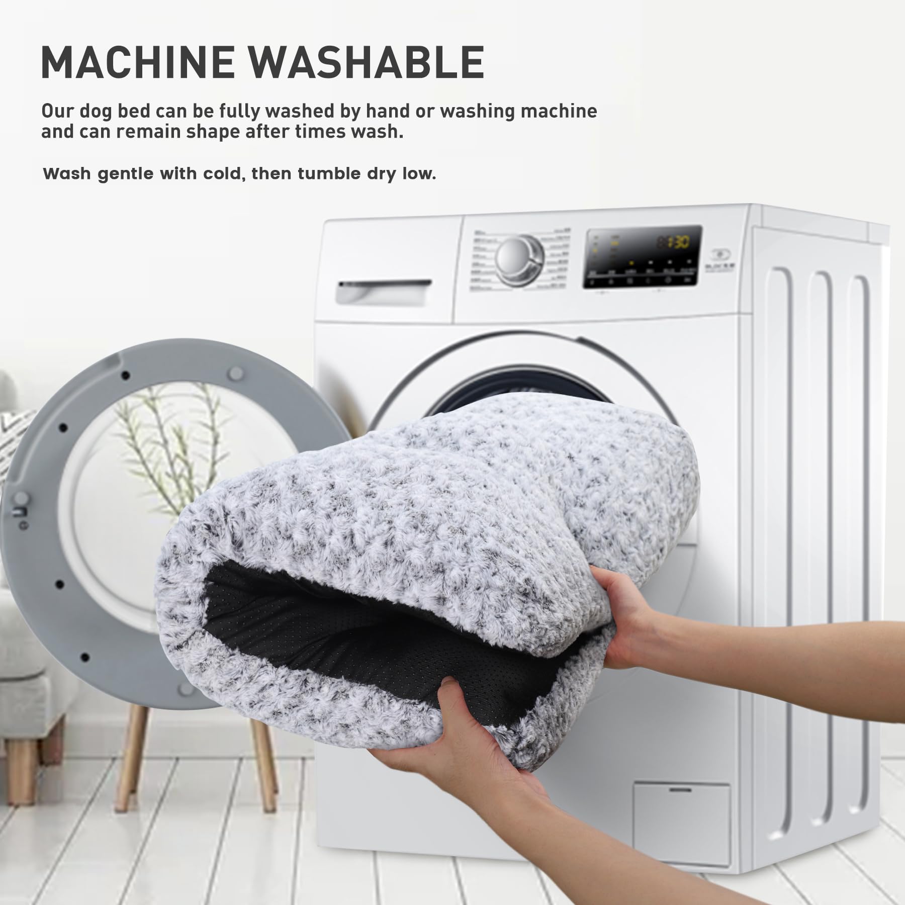 Washable Plush Dog Crate Bed for Medium Dogs, Soft Pet Mat 89 x 58 cm