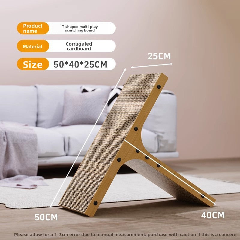 L-shape corrugated cardboard cat scratching board with lounger, photo 12