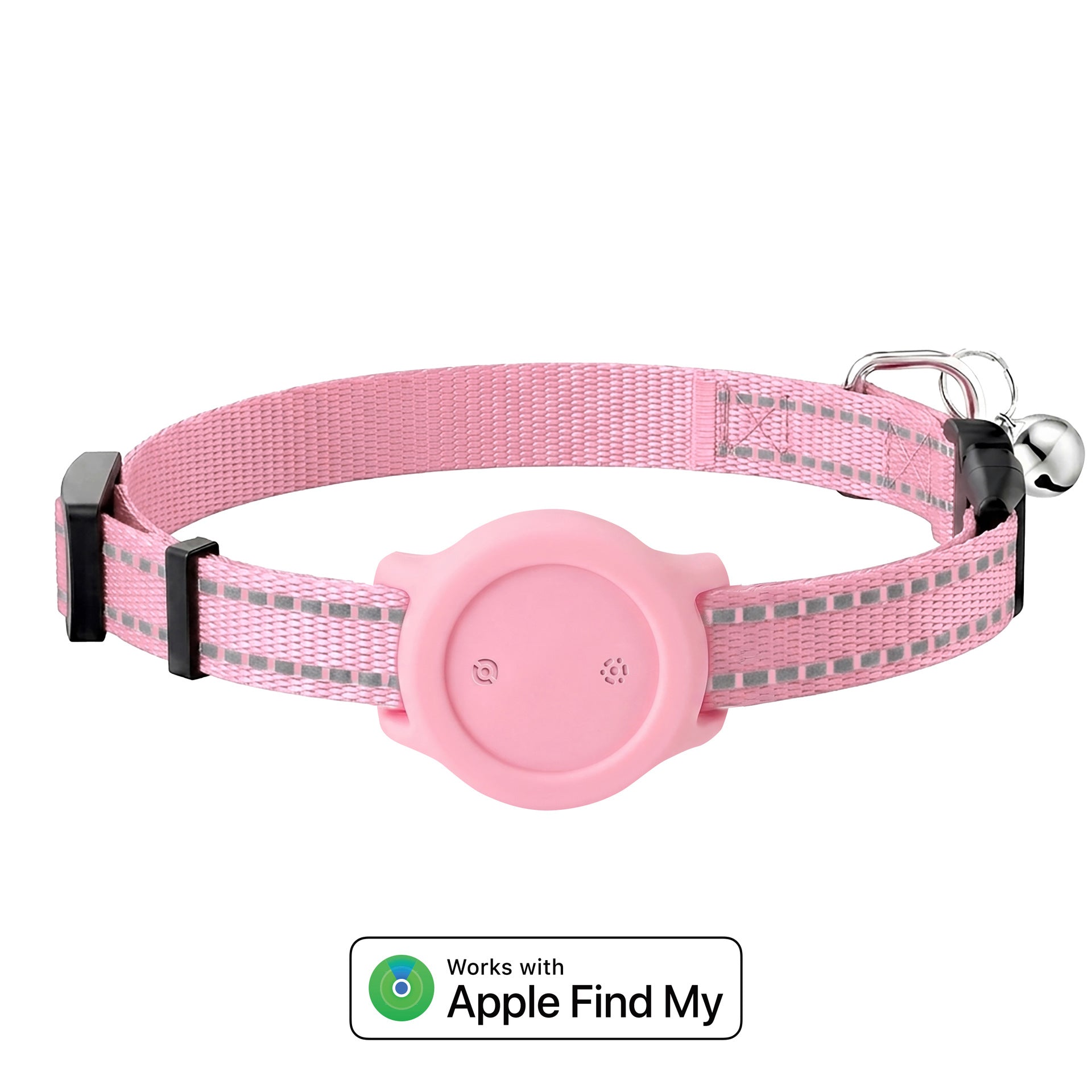 Reflective Bluetooth tracker collar for cats and small dogs in Purple Android Version, top view