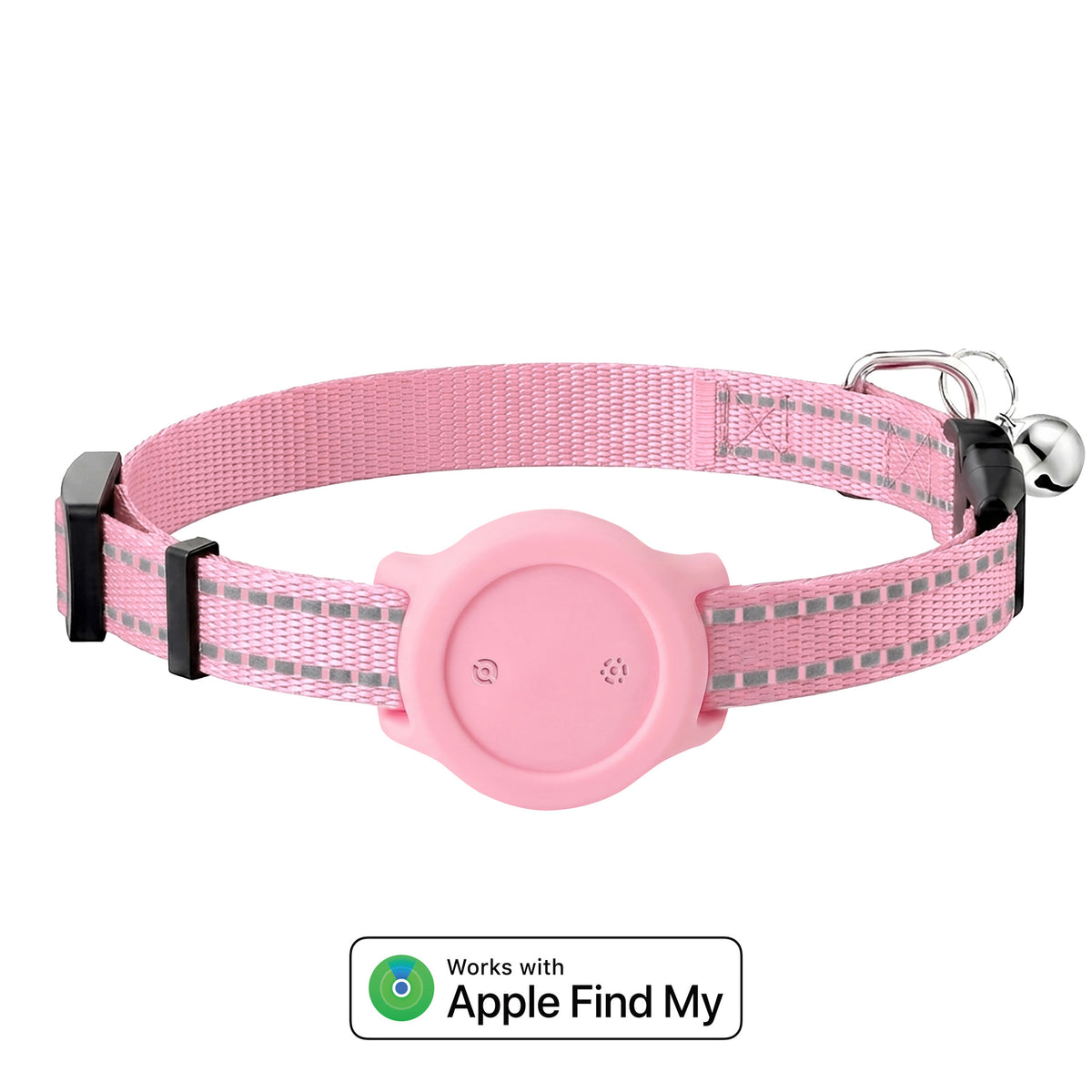 Reflective Bluetooth tracker collar for cats and small dogs in Purple Android Version, top view