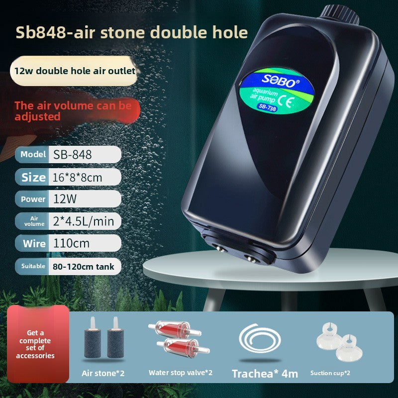 Adjustable quiet aquarium air pump with air stone kit, view 17