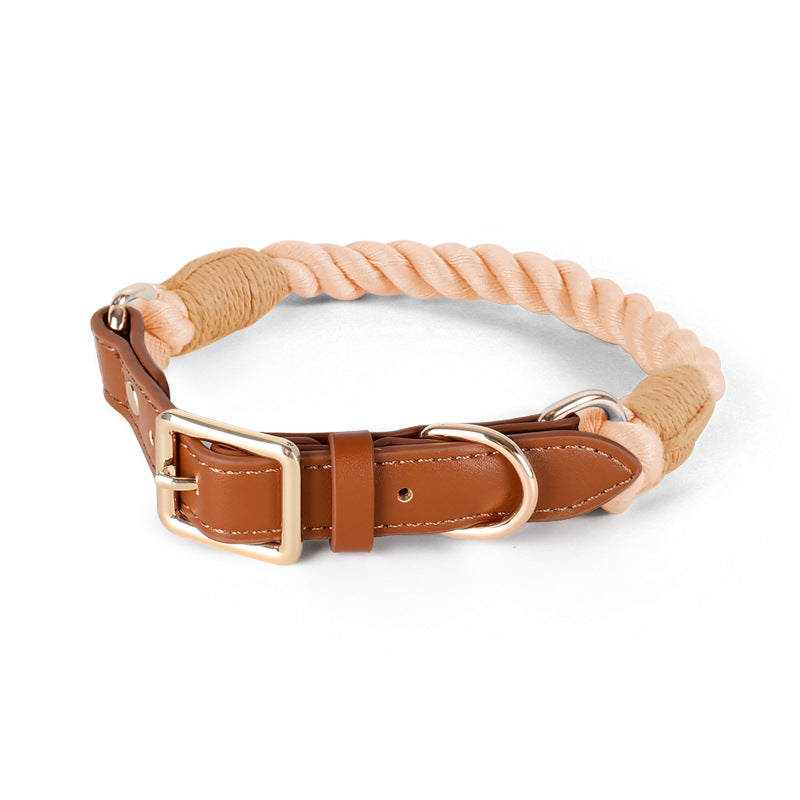 Soft cotton rope dog leads in green, red and grey