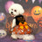 Black Halloween skull print pet dress with mesh skirt for dogs and cats, image 3