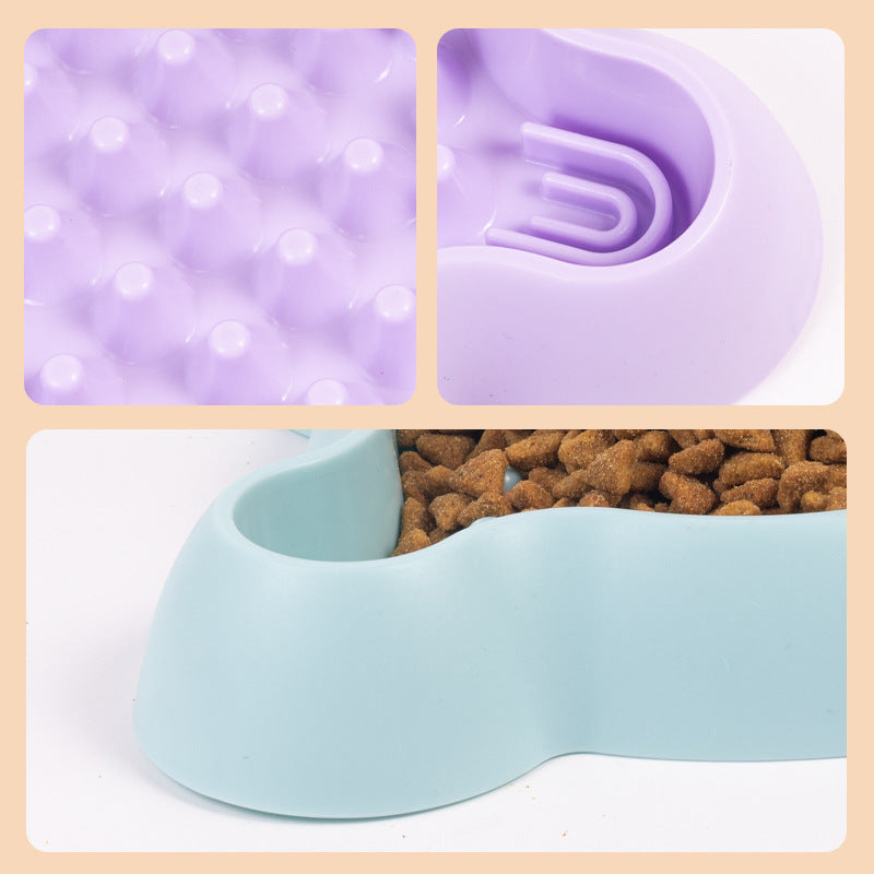 Pet Slow Feeder Bowl with Non-Slip Base in Square or Hexagonal Plum Blossom Shapes