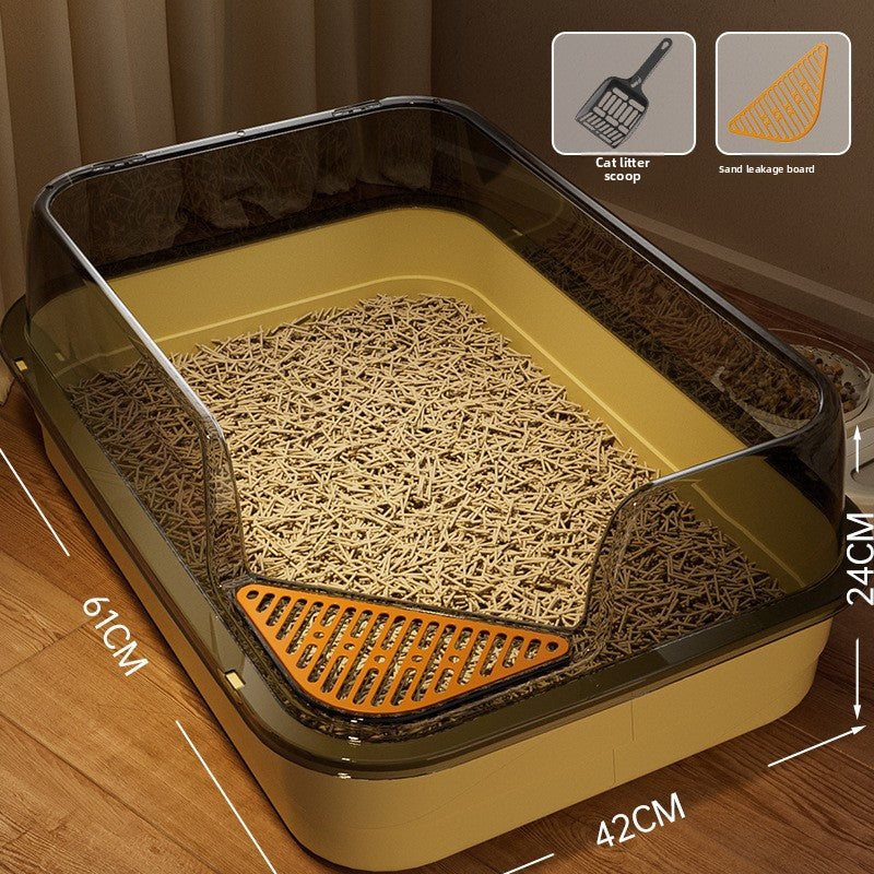 Extra Large Semi-Enclosed Cat Litter Box, High Sided Anti-Splash