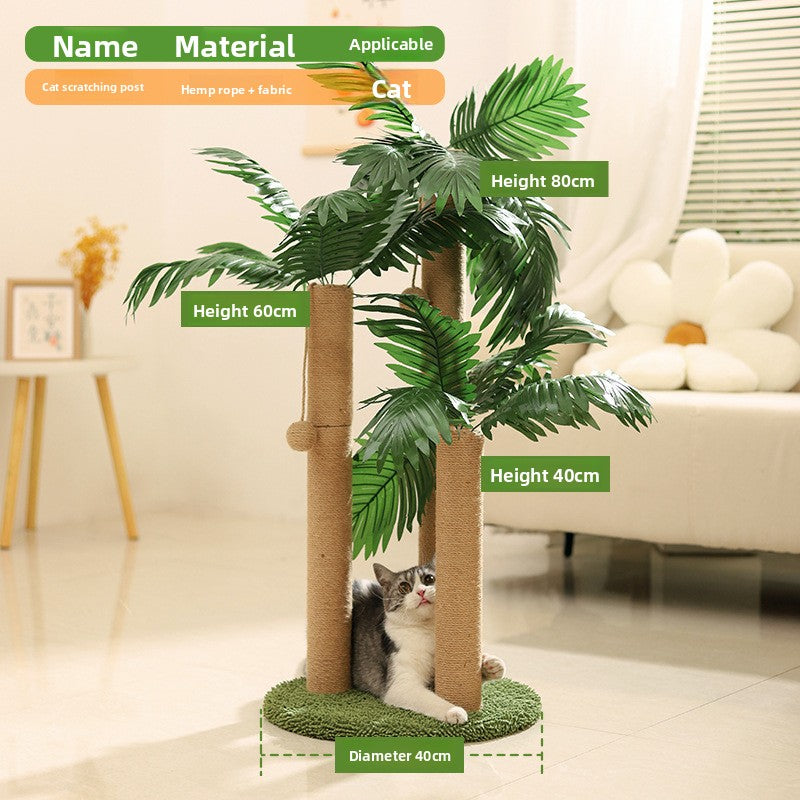 Plant style sisal cat scratching post with leaves, photo 18 of 19