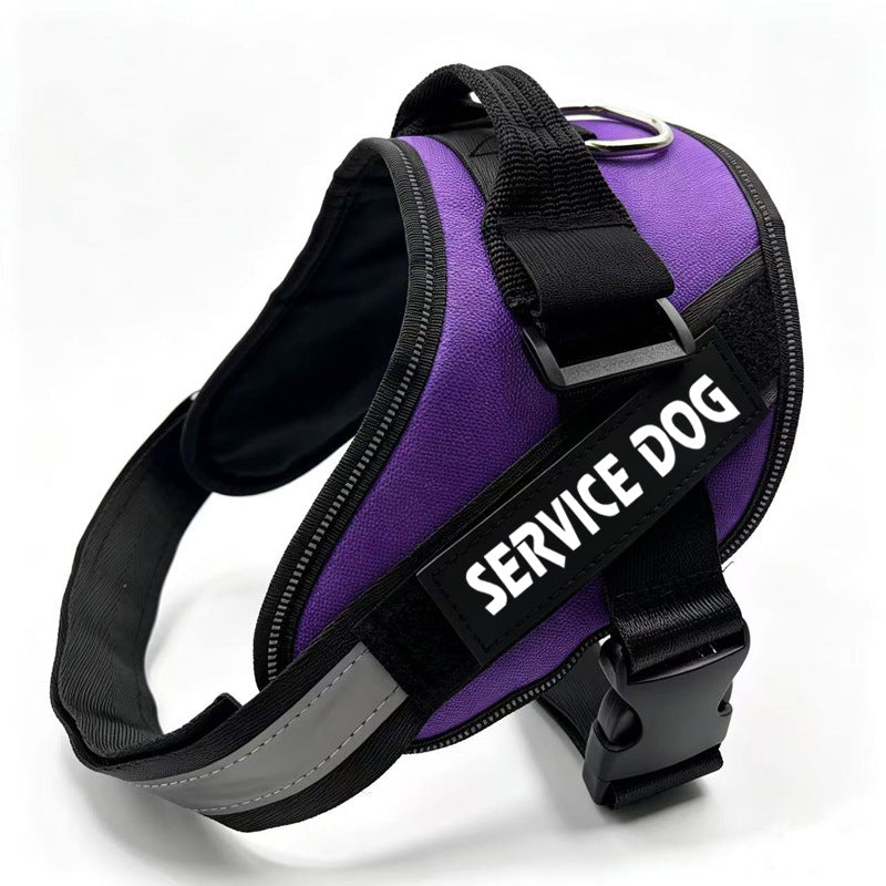Reflective Oxford dog harness with hook and loop patch areas in 16 colour options