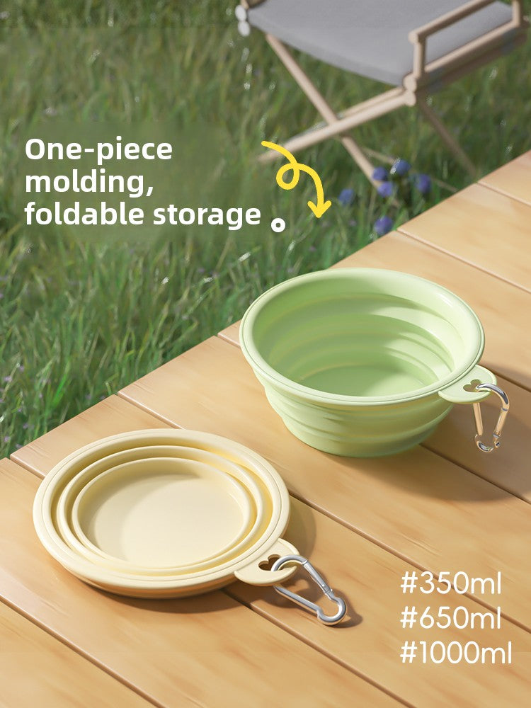 Foldable Food-Grade Silicone Pet Bowl for Travel in 350ml and 650ml Sizes for Pets