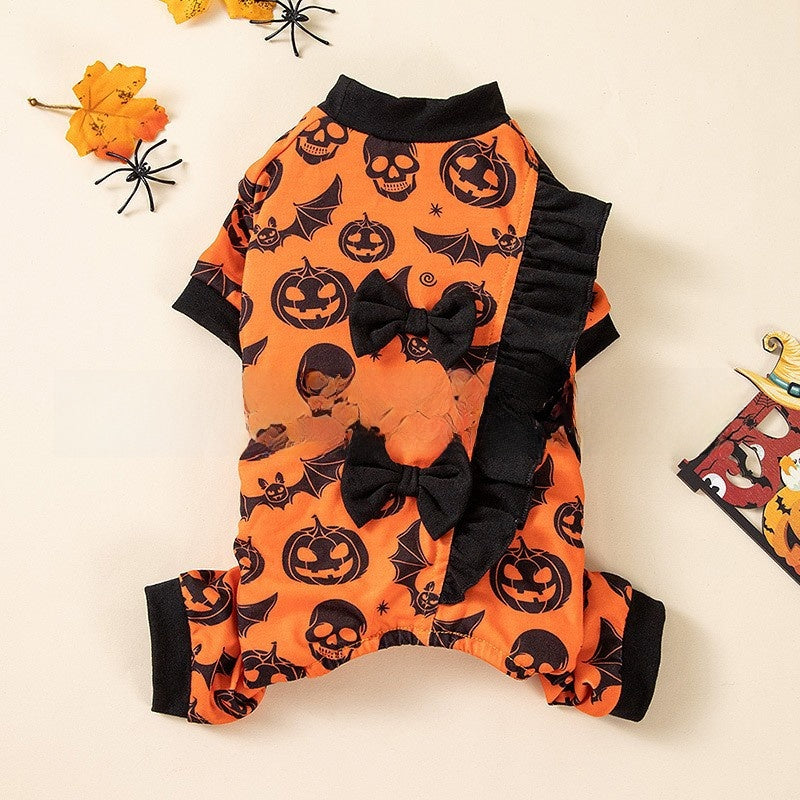 Four leg Halloween pumpkin costume for dogs and cats, in Orange and Black, image 5