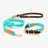 Stitched nylon dog collar with leather trim and metal buckle