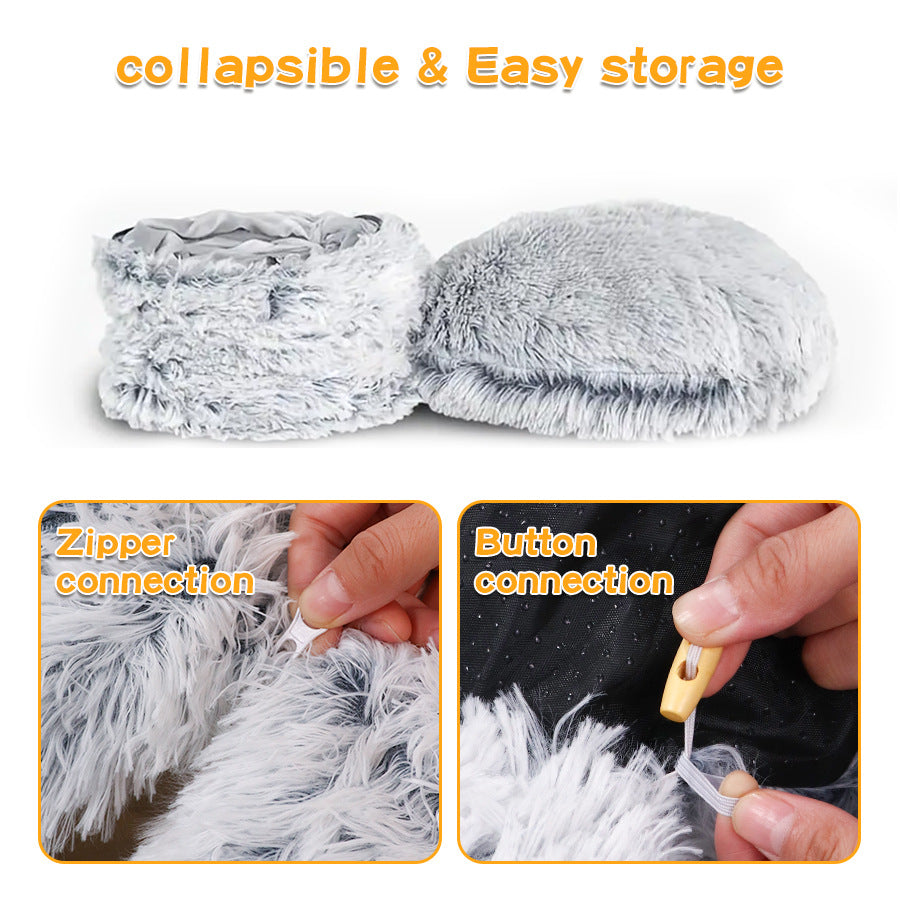 Navy and white striped foldable plush cat tunnel nest, view 4