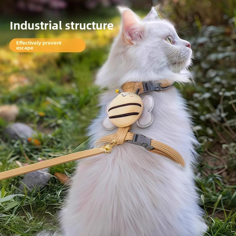 Bee pattern vest style cat harness with matching lead, product image 1
