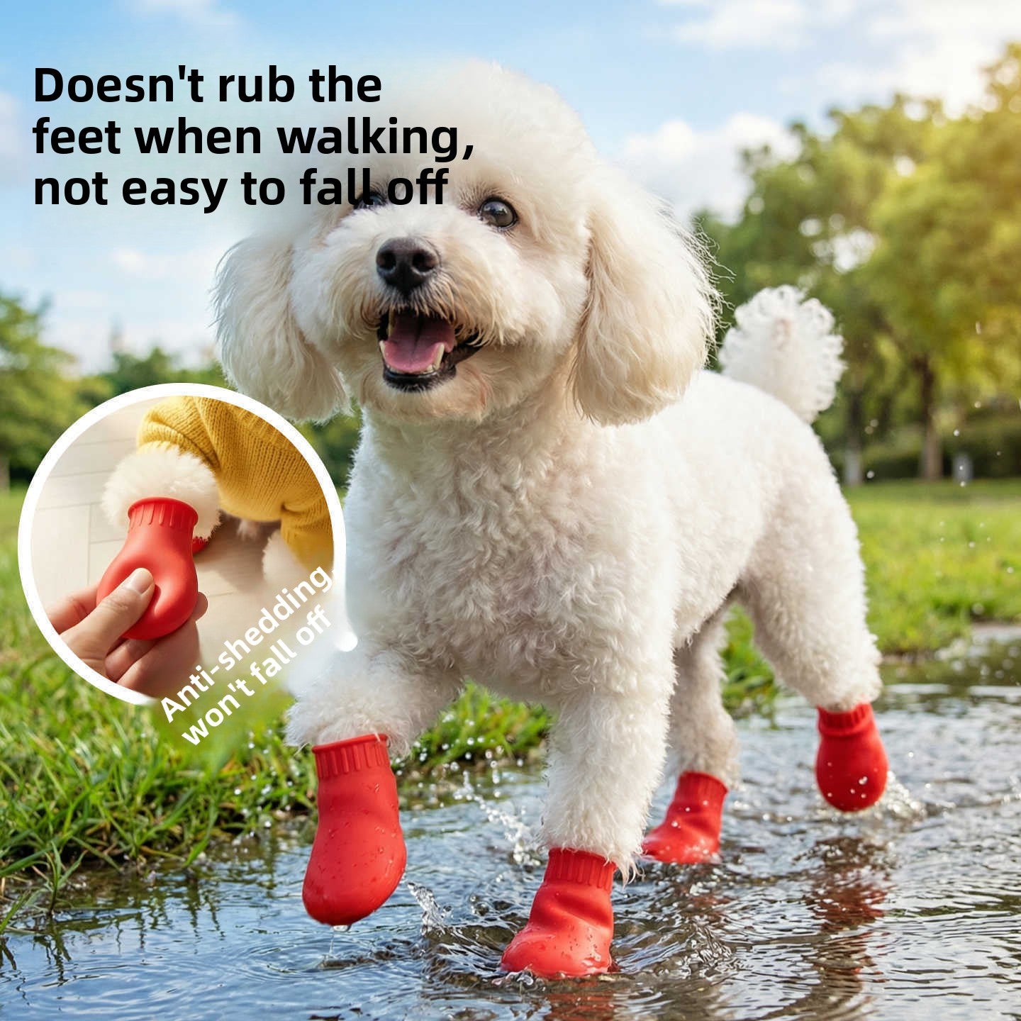 Waterproof slip-on dog shoes with air cushion soles, product image 2