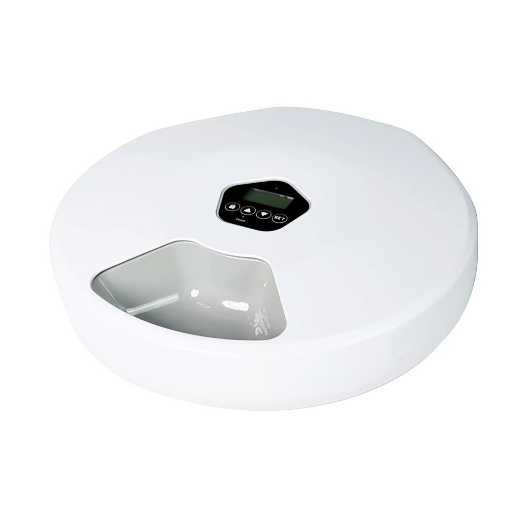 5-Compartment Rotating Automatic Pet Feeder with 24-Hour Timer and USB Power