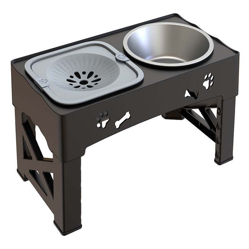 Adjustable Height Stainless Steel Dog Bowl with Floating Slow Feeder