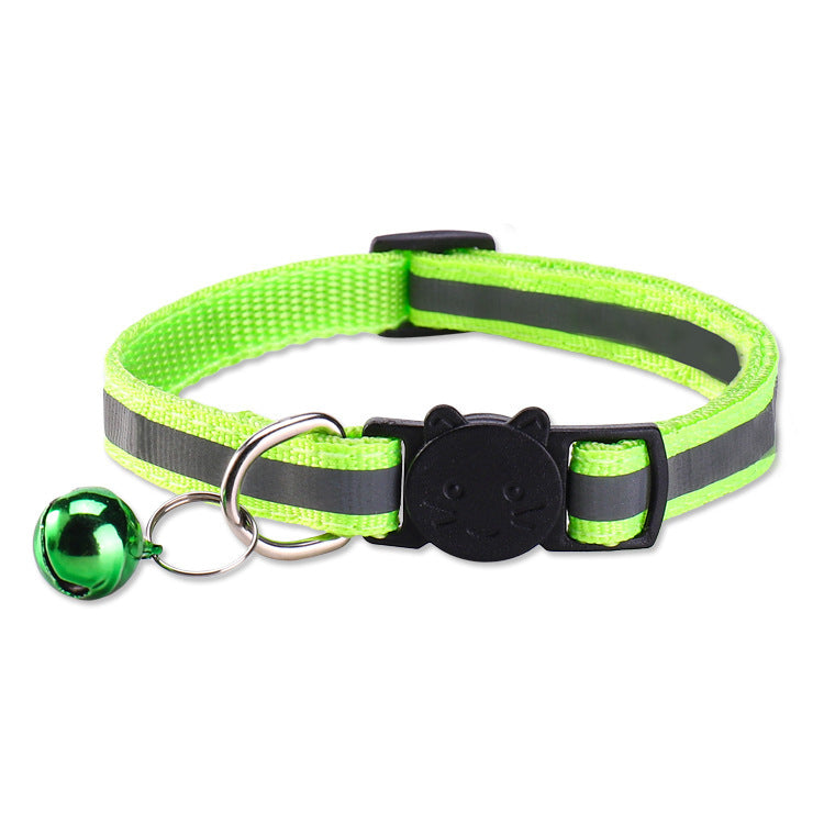 Reflective breakaway cat collar with bell in lake blue, view 10
