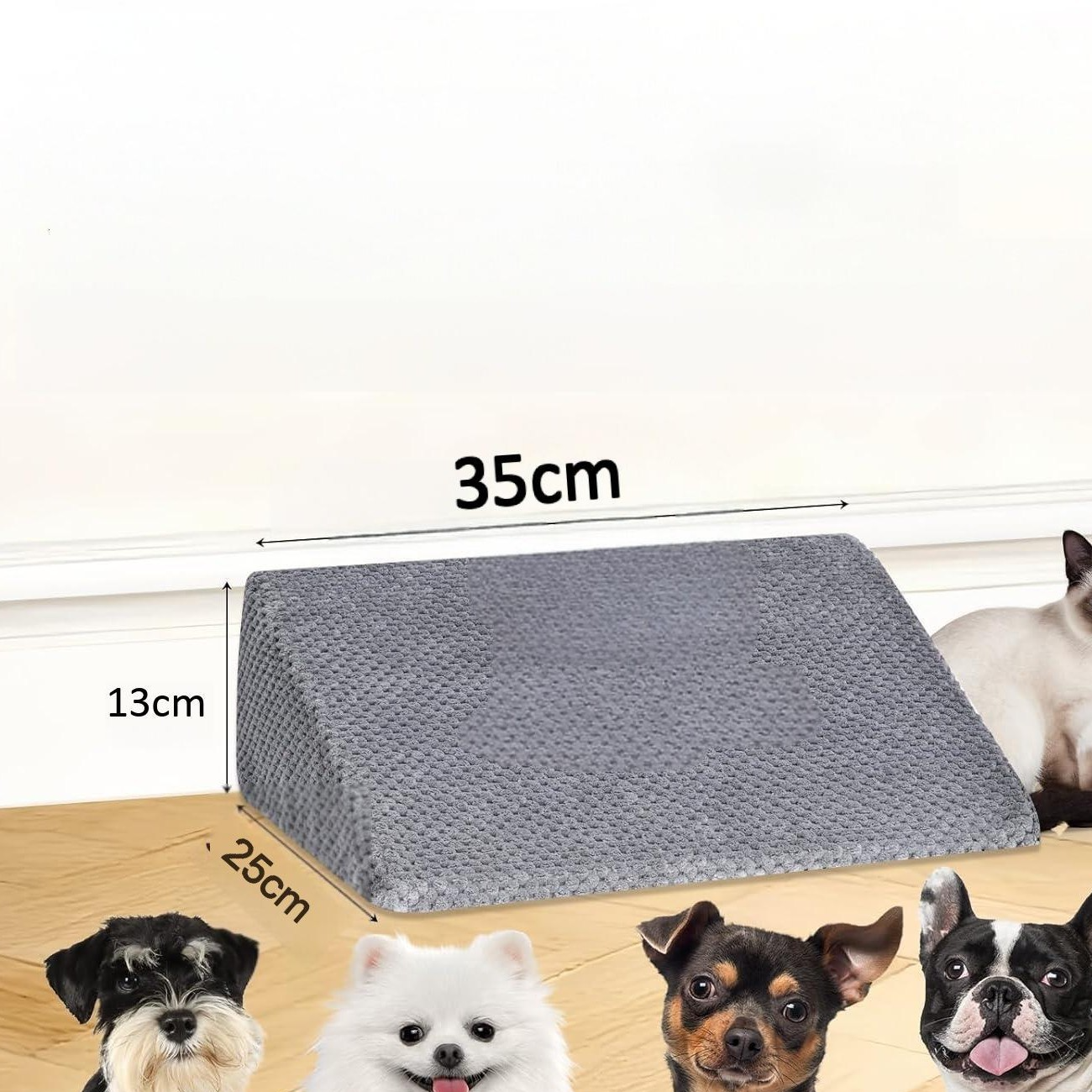 Detachable grey foam pet step with washable cover, photo 3 of 5