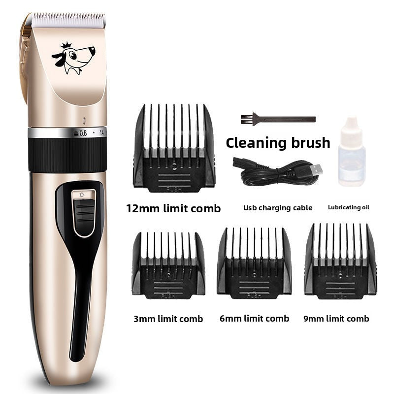 Pet Hair Clipper Set with 4 Limit Combs, Rechargeable Dual Voltage