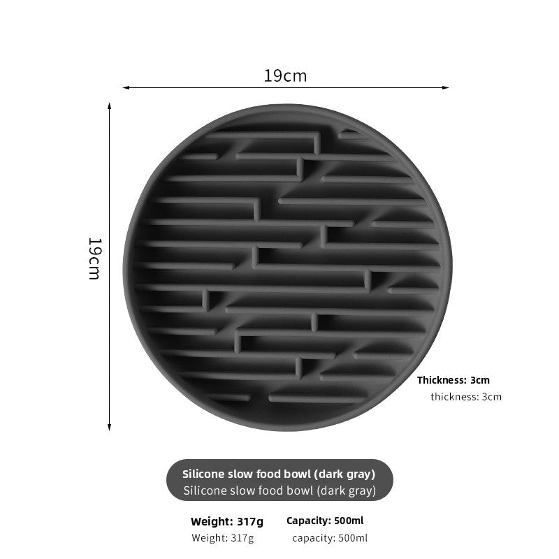 Silicone Slow Feeder Bowl with Suction Base for Cats and Dogs in Striped Design