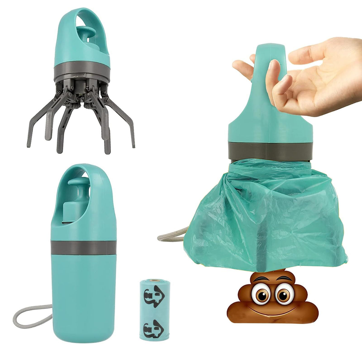 Six-Claw Pet Waste Picker, Detachable and Portable