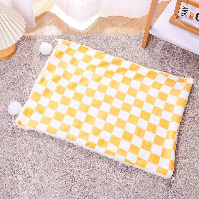 Plush cat tunnel bed with removable cover in Yellow Mat (50 x 40cm)