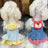 Princess cotton dog dress with matching lead in Red Dress, close-up detail