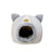 Grey enclosed cat head pet house with washable pad, view 2