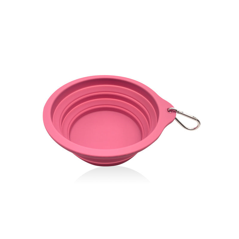 Outdoor Portable Folding Silicone Pet Bowl with Carabiner, 350ml and 650ml Sizes