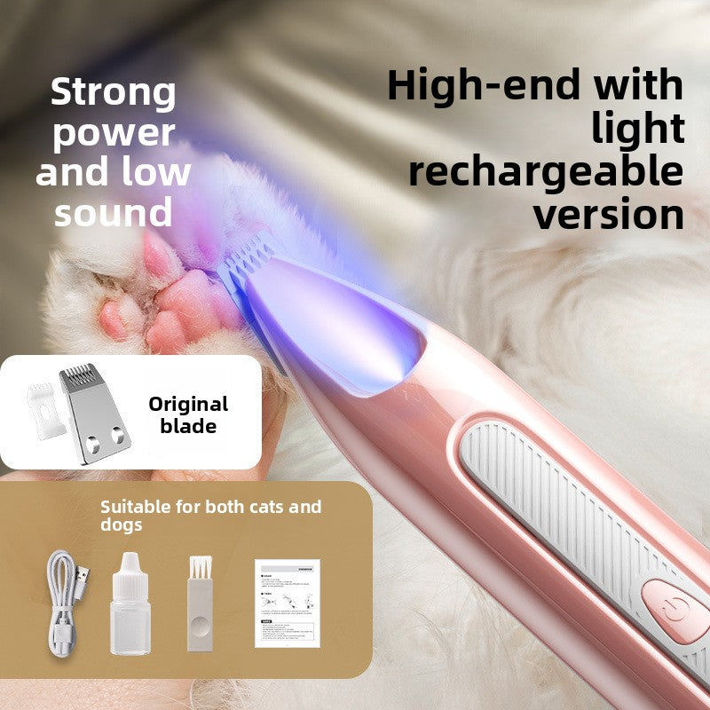 Silent Electric Pet Paw Trimmer with Rounded Blade Tips for Cats and Dogs