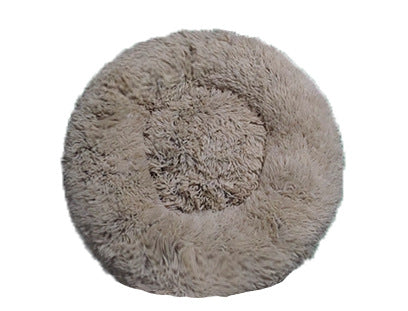 Round velvet cat bed mat for winter in Gradient Brown, size 40cm