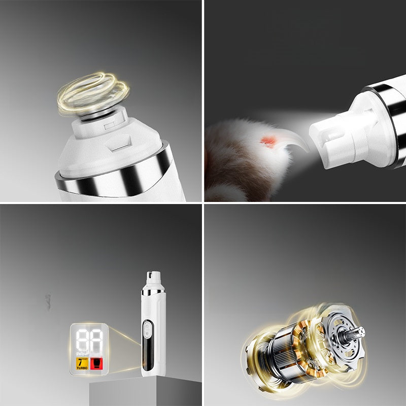 Splash-Proof Pet Nail Grinder with LED Digital Display