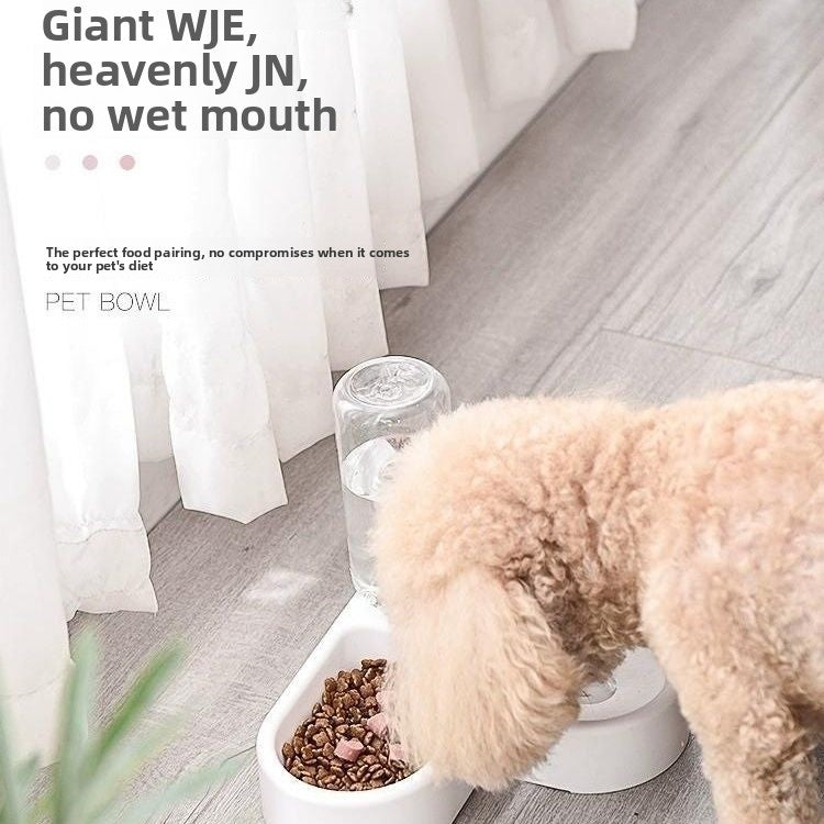 Dual-Bowl Pet Water Dispenser and Food Bowl with Anti-Spill Heart Design