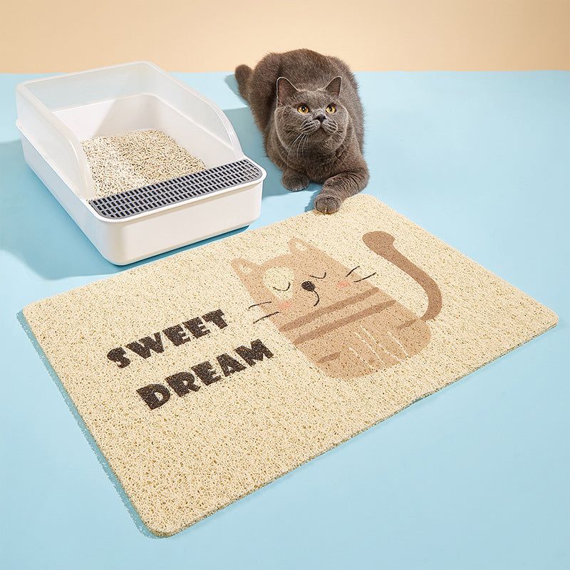 PVC Loop Pile Cat Litter Mat with Waterproof Base and Patterns